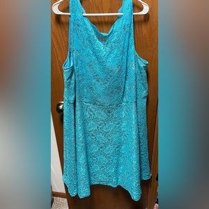 Turquoise fit-n-flare knee length dress